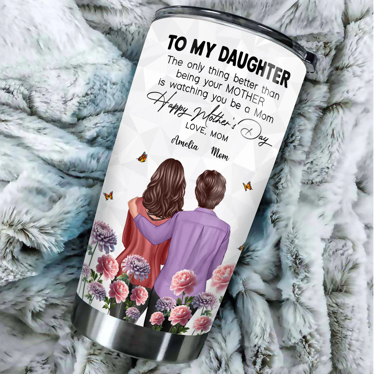 To My Daughter From Mom Happy Mother's Day Birth Flower Personalized Tumbler, Gift For Daughter - Image 4