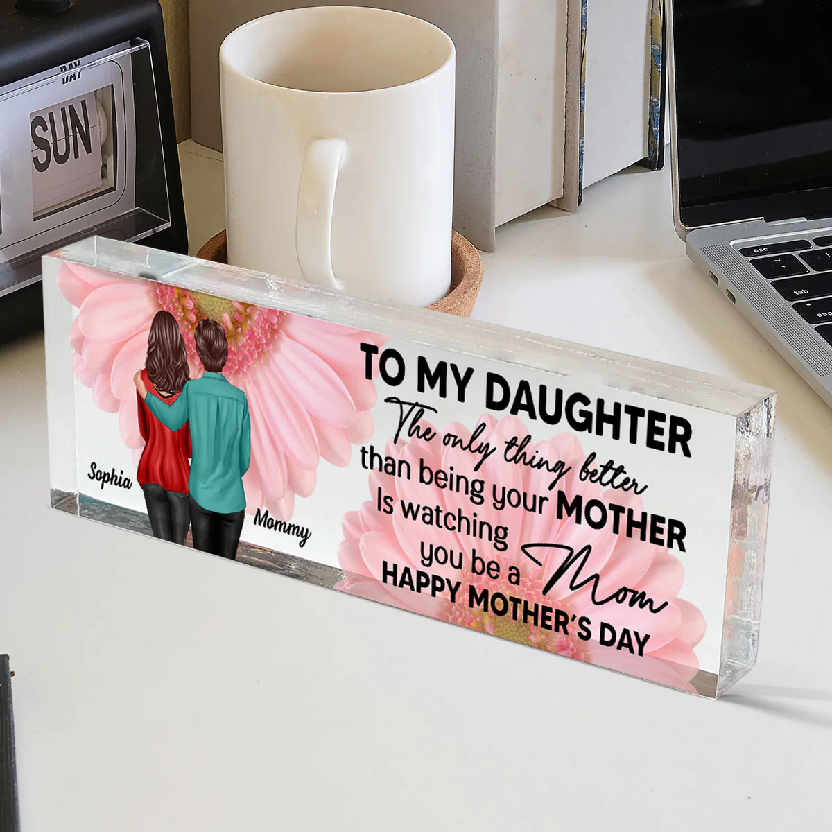 To My Daughter From Mom Personalized Acrylic Desk Block Plaque, Gift, Home Decor, Office Decor Gift For Daughter - Image 11