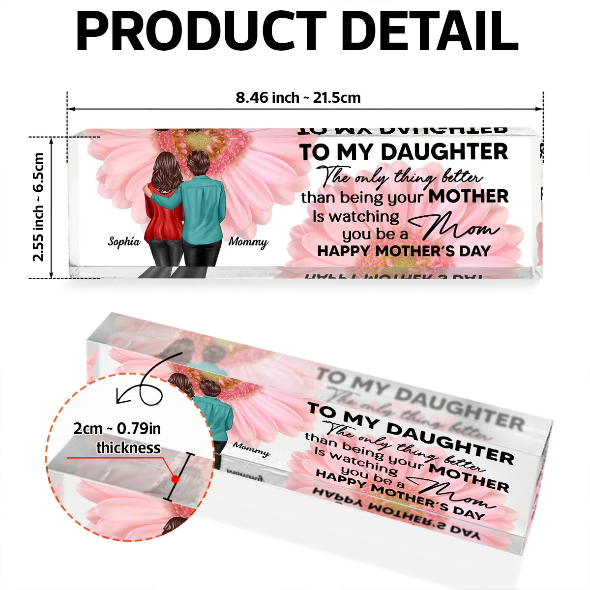 To My Daughter From Mom Personalized Acrylic Desk Block Plaque, Gift, Home Decor, Office Decor Gift For Daughter - Image 14