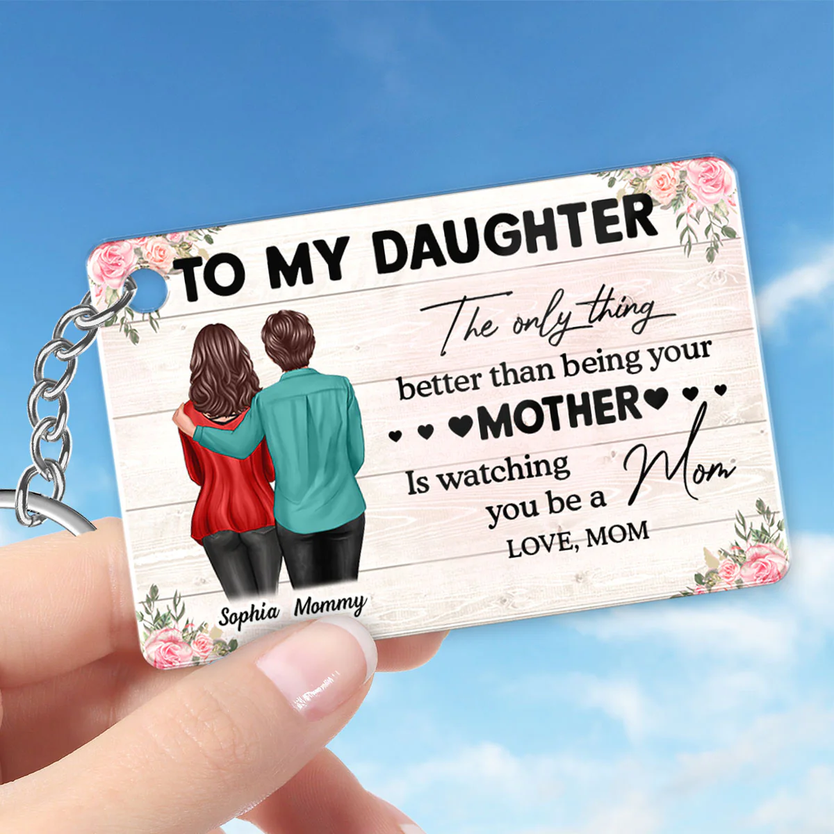 To My Daughter From Mom - Personalized Acrylic Keychain - Heartfelt Gift For Daughter - Image 3
