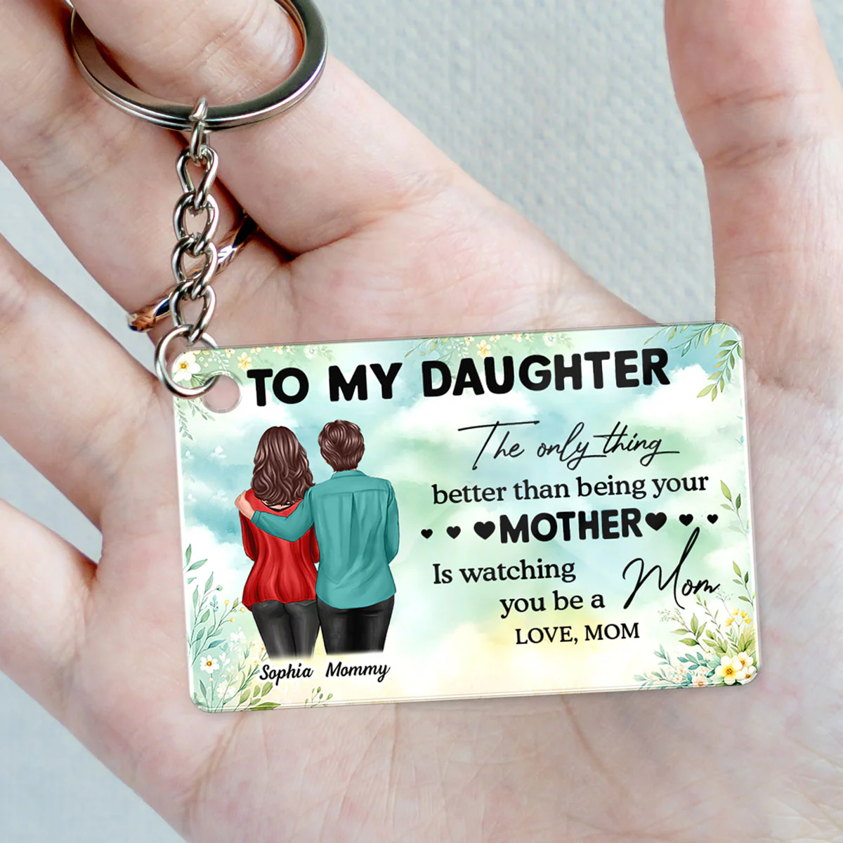To My Daughter From Mom - Personalized Acrylic Keychain - Heartfelt Gift For Daughter - Image 4