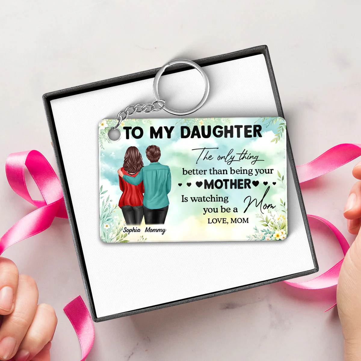To My Daughter From Mom - Personalized Acrylic Keychain - Heartfelt Gift For Daughter - Image 7