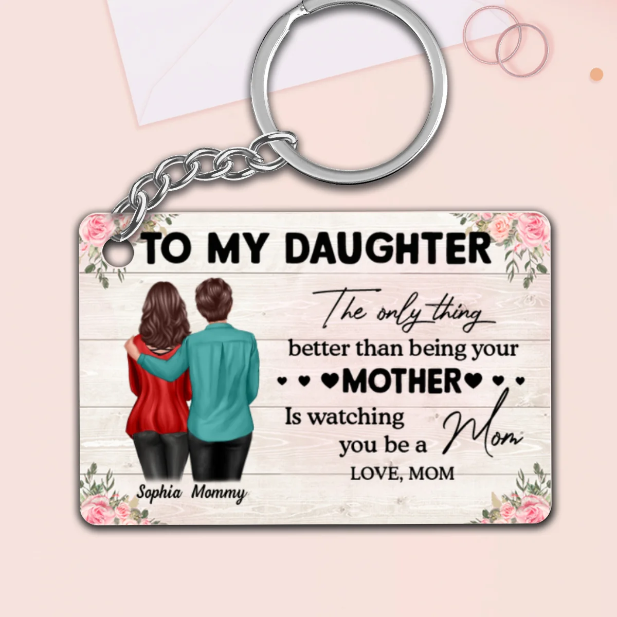 To My Daughter From Mom - Personalized Acrylic Keychain - Heartfelt Gift For Daughter - Image 8