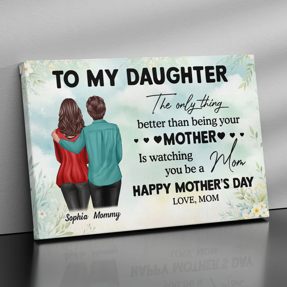 To My Daughter From Mom Happy Mother's Day Personalized Wrapped Canvas, Gift For Daughter - Image 4