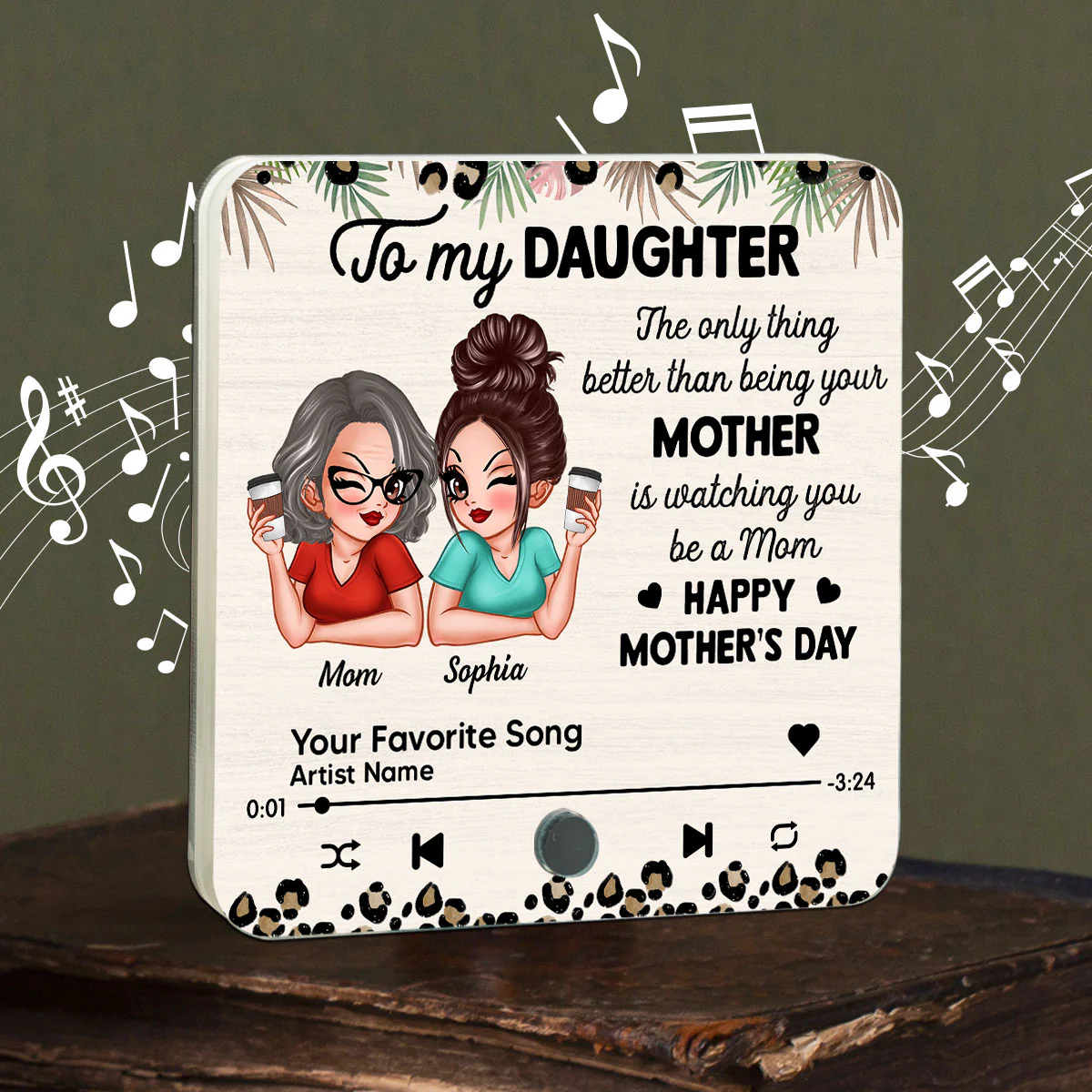 To My Daughter From Mom Happy Mother's Day Personalized Music Fridge Magnet, Gift For Daughter - Image 2