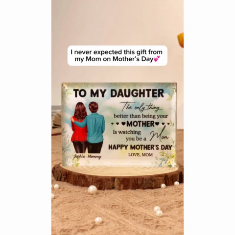 To My Daughter From Mom Happy Mother's Day Personalized Rectangle Acrylic Block Plaque, Gift For Daughter - Image 2