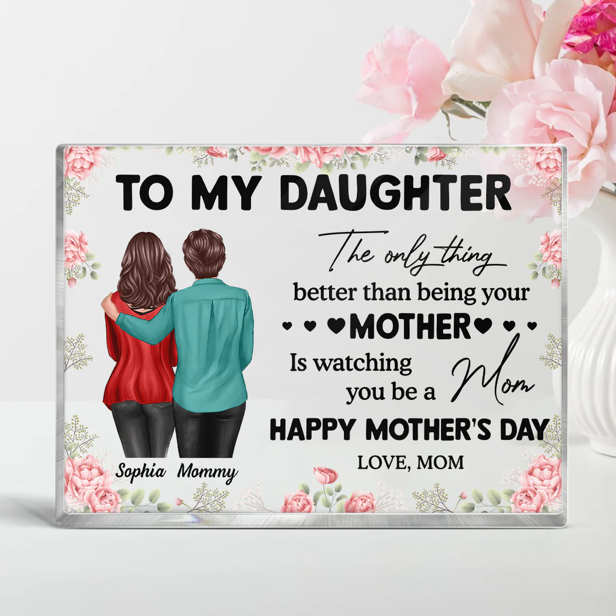 To My Daughter From Mom Happy Mother's Day Personalized Rectangle Acrylic Block Plaque, Gift For Daughter - Image 4
