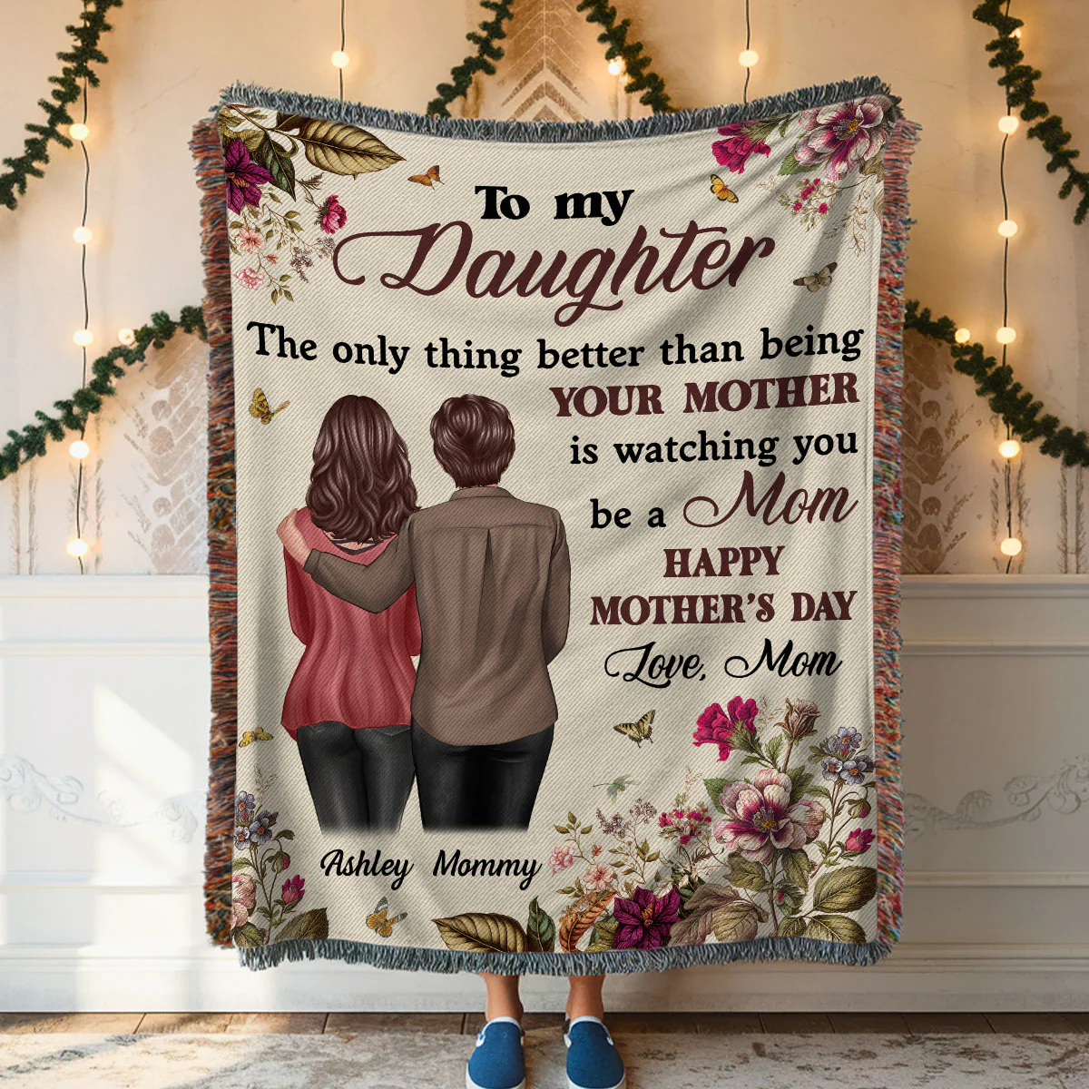 To My Daughter From Mom Happy Mother's Day Personalized Tapestry Woven Blanket, Gift For Daughter - Image 7