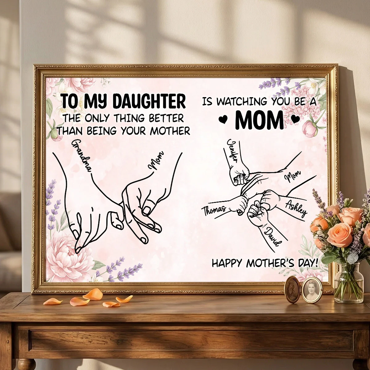 To My Daughter From Mom Holding Hands Custom Kids Names - Personalized Poster - Mother's Day Gift For Daughter - Image 2