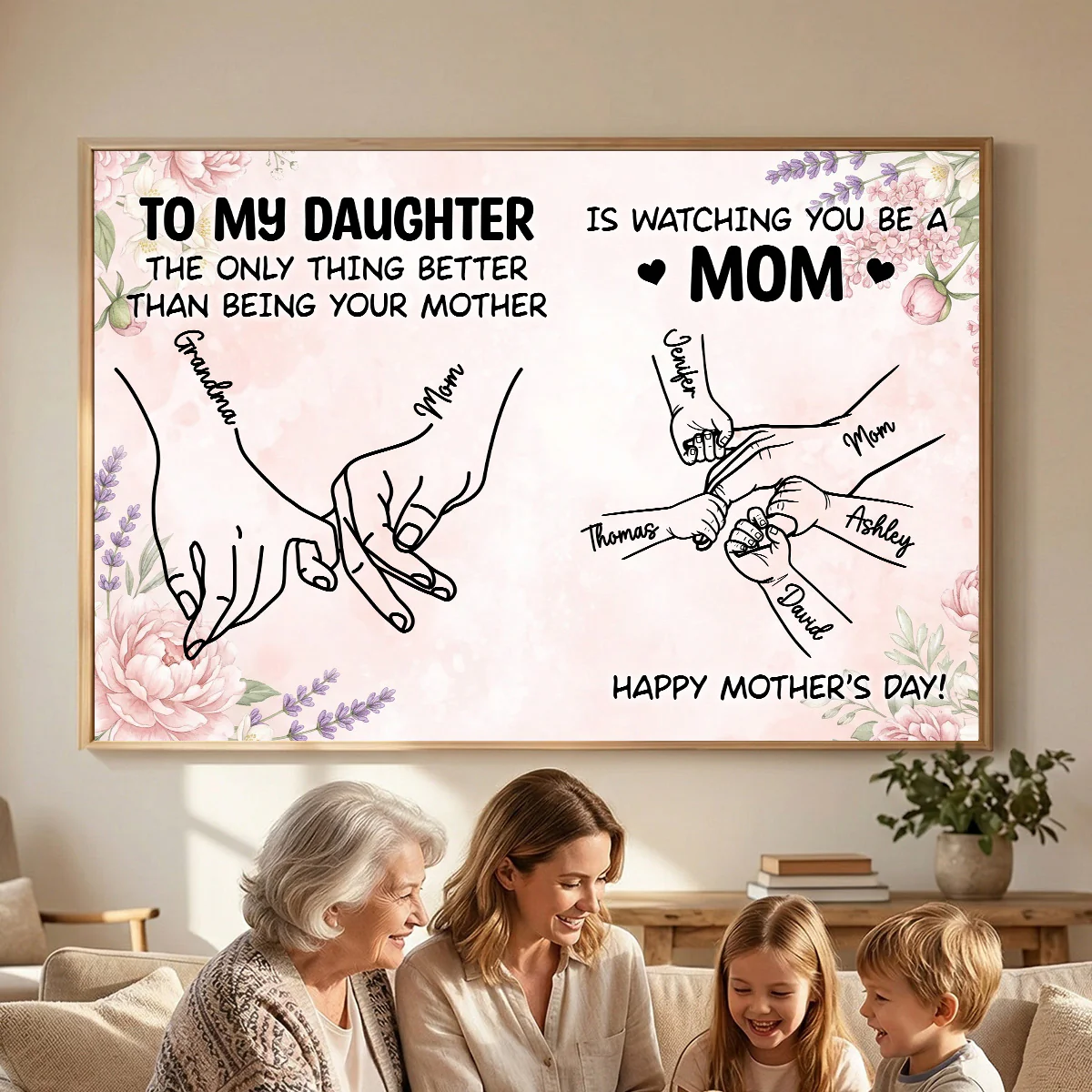To My Daughter From Mom Holding Hands Custom Kids Names - Personalized Poster - Mother's Day Gift For Daughter - Image 3