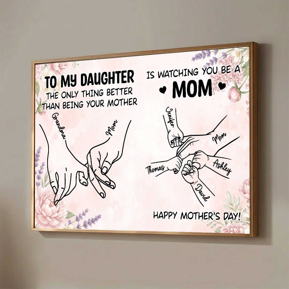 To My Daughter From Mom Holding Hands Custom Kids Names - Personalized Poster - Mother's Day Gift For Daughter - Image 4