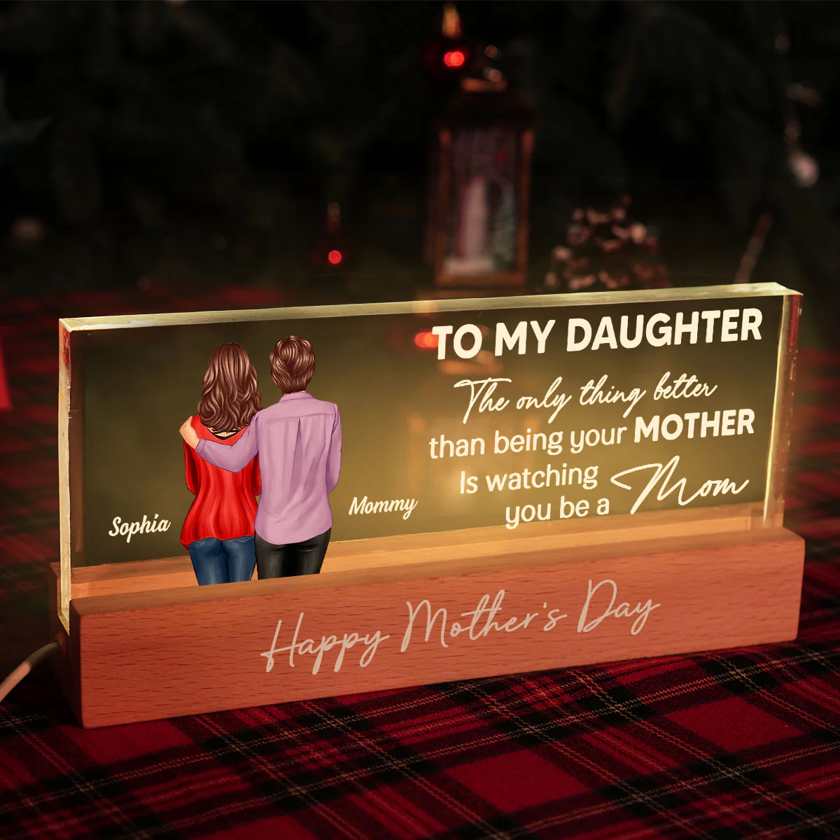 To My Daughter From Mom Personalized Acrylic Block LED Night Light - Image 6