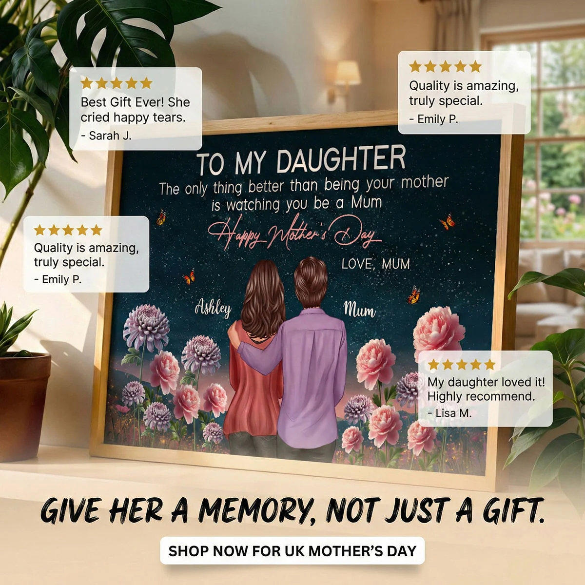 To My Daughter From Mum Birth Month Flower Beautiful Hill At Night - Personalised Poster - Mother's Day Gift - Image 10