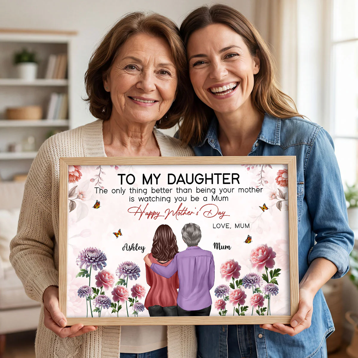 To My Daughter From Mum Birth Month Flower Floral Pink Tone - Personalised Poster - Image 5