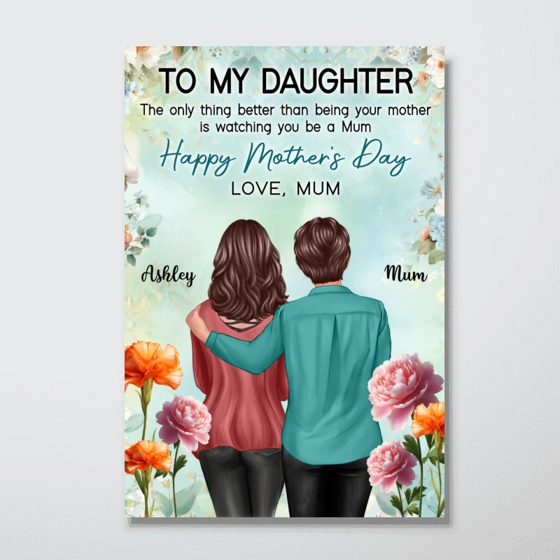 To My Daughter From Mum Birth Month Flower Happy Mother's Day Floral Green Tone - Personalised Poster - UK Mother's Day - Image 13