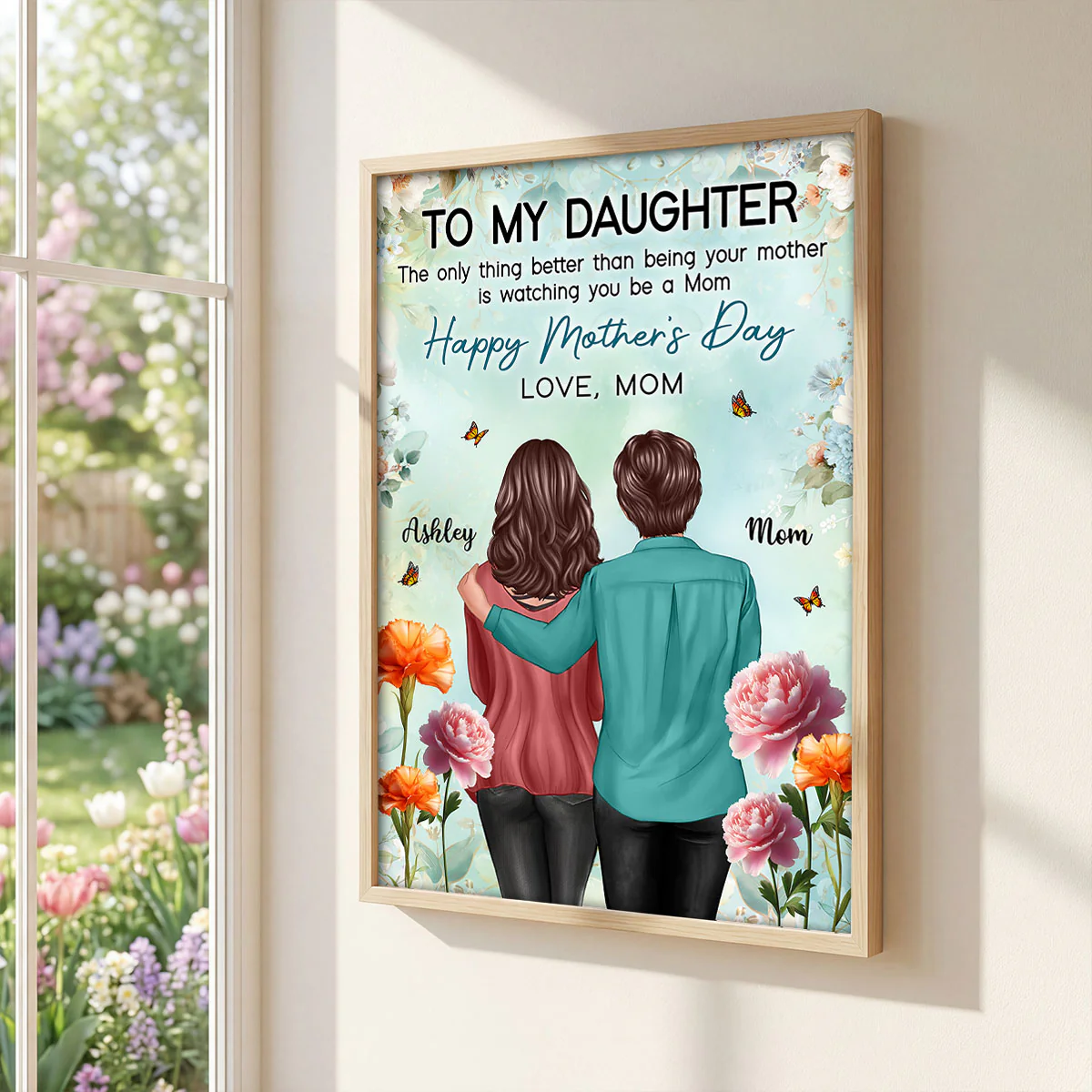To My Daughter From Mom Birth Month Flower Happy Mother's Day Floral Green Tone - Personalized Poster - Image 5