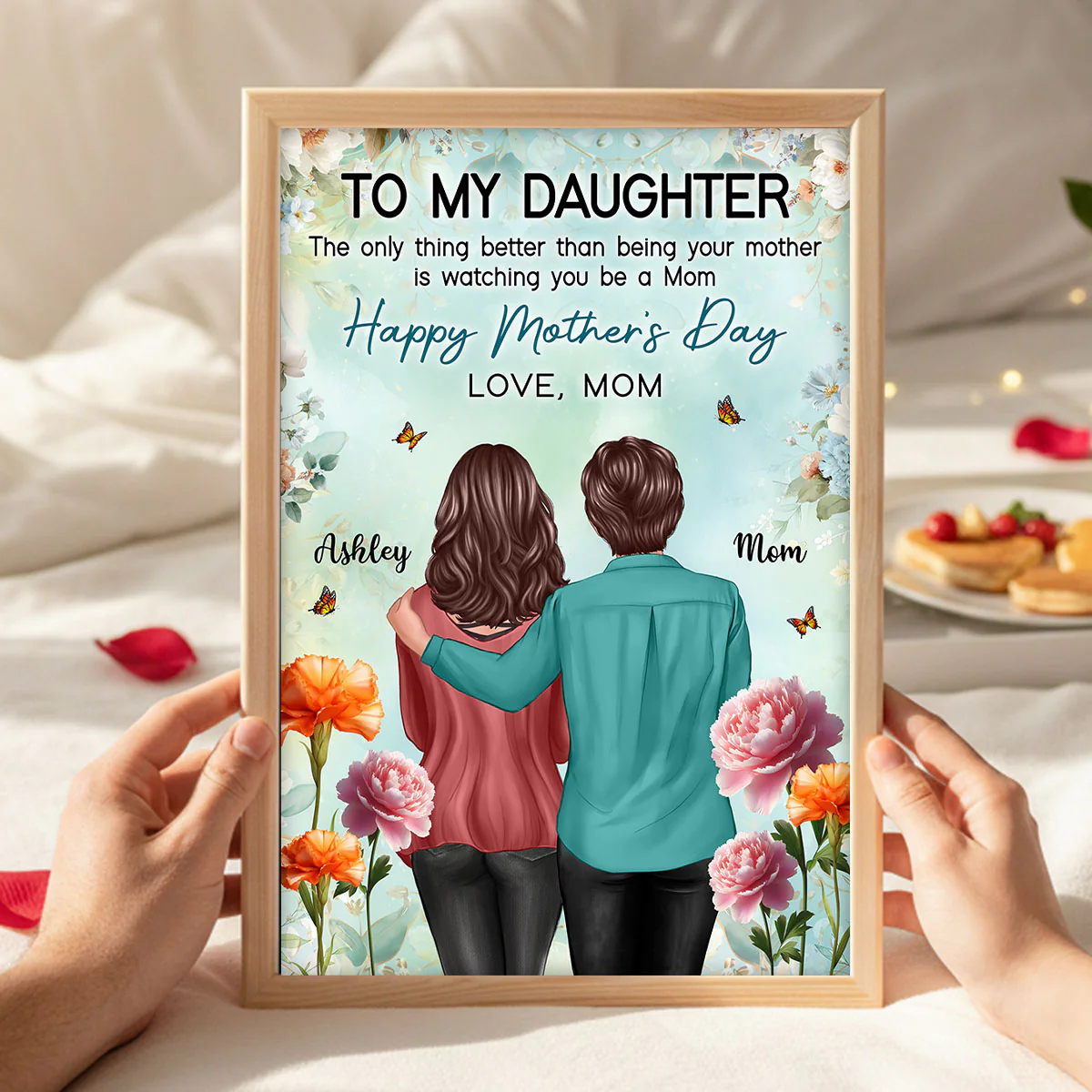 To My Daughter From Mom Birth Month Flower Happy Mother's Day Floral Green Tone - Personalized Poster - Image 7