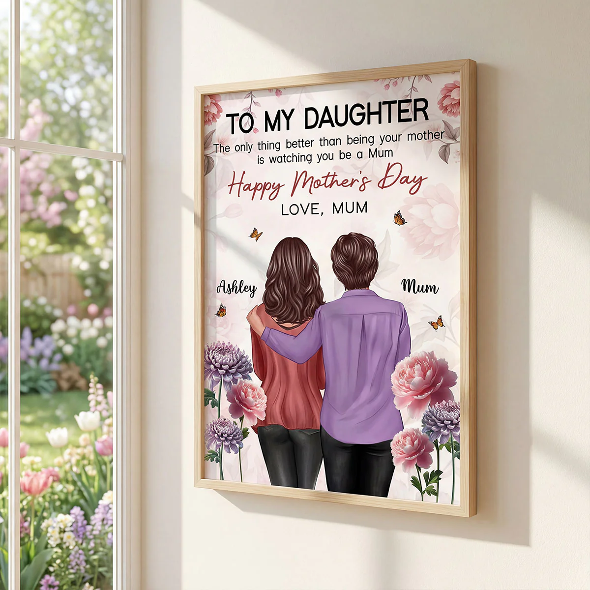 To My Daughter From Mum Birth Month Flower Happy Mother's Day Floral Pink Tone - Personalised Poster - Image 10