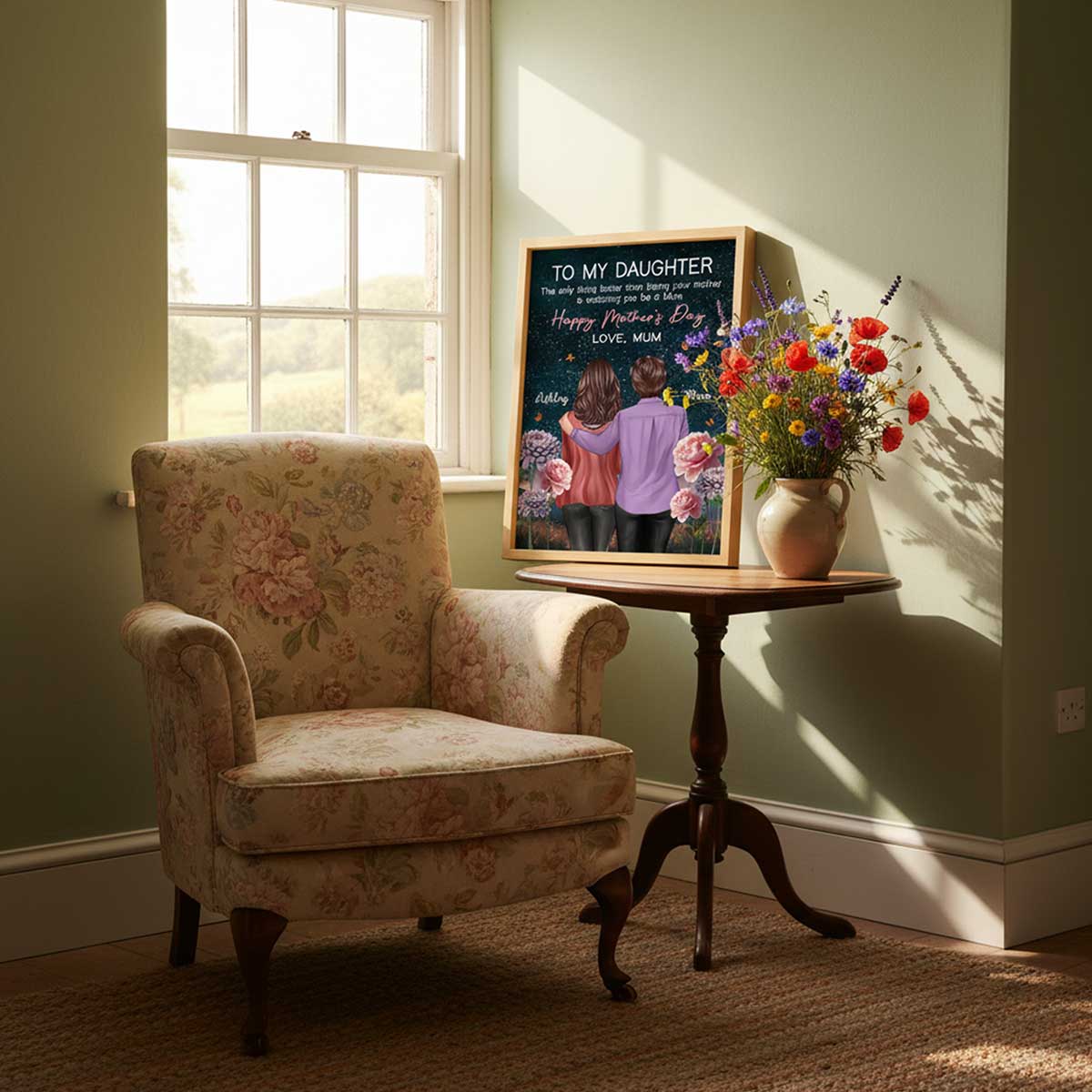 To My Daughter From Mum Happy Mother's Day Birth Flower Beautiful Hill At Night - Personalised Poster - Image 6