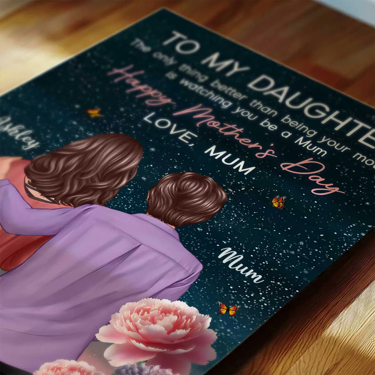 To My Daughter From Mum Happy Mother's Day Birth Flower Beautiful Hill At Night - Personalised Poster - Image 8