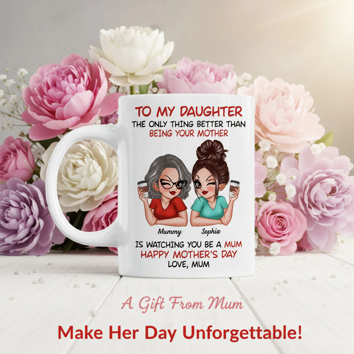 To My Daughter From Mum Happy Mother's Day - Personalised Mug - Mother's Day Gift For Daughter - Image 10