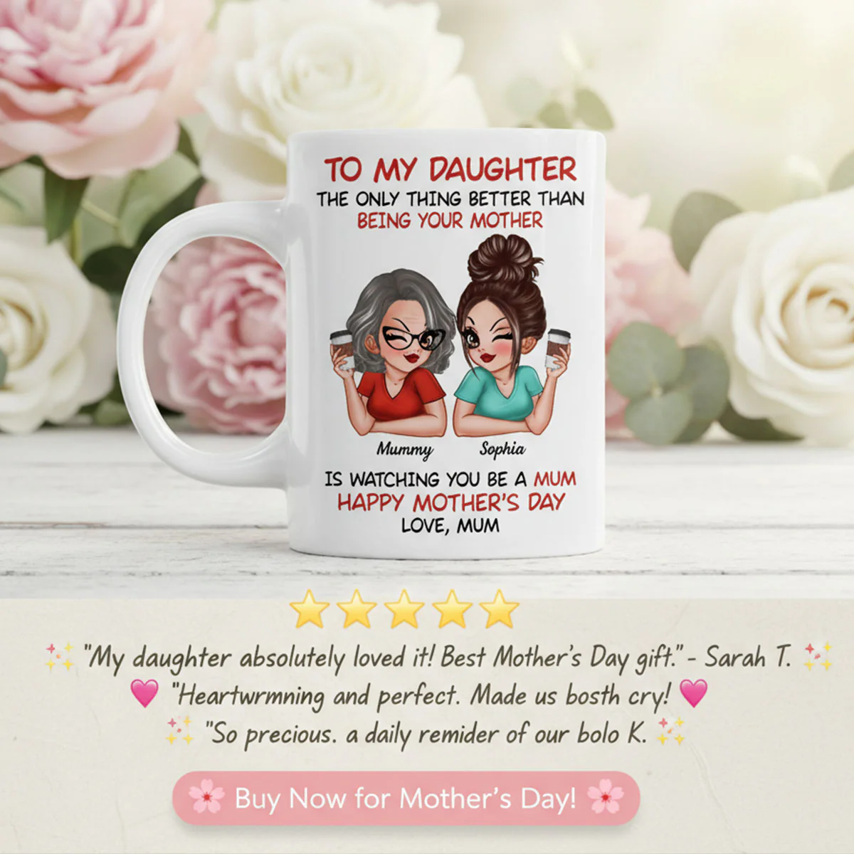 To My Daughter From Mum Happy Mother's Day - Personalised Mug - Mother's Day Gift For Daughter - Image 12