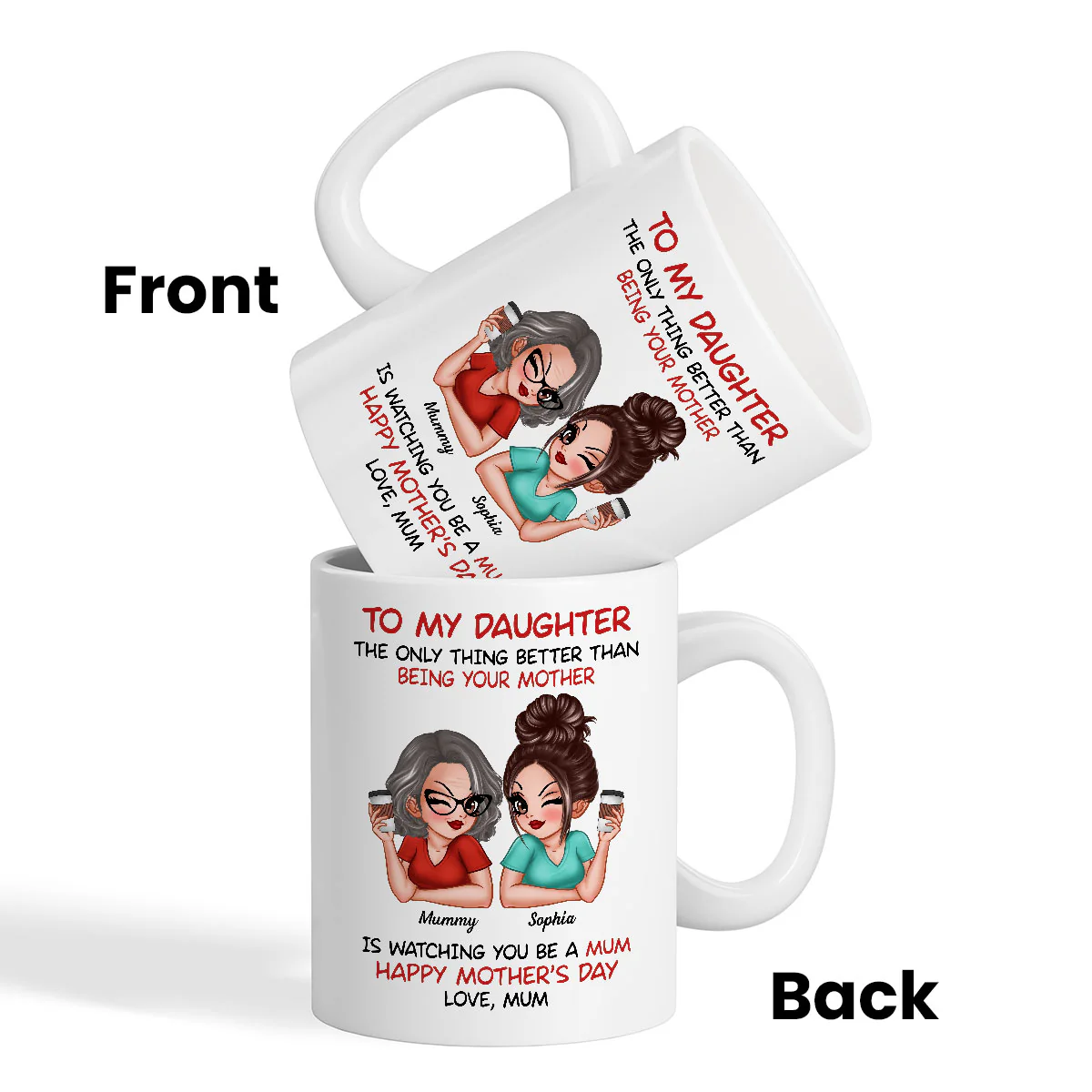 To My Daughter From Mum Happy Mother's Day - Personalised Mug - Mother's Day Gift For Daughter - Image 5