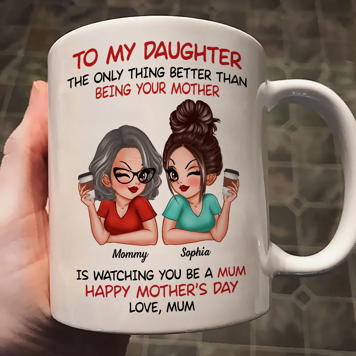 To My Daughter From Mum Happy Mother's Day UK Personalized Mug, Gift For Daughter - Image 5