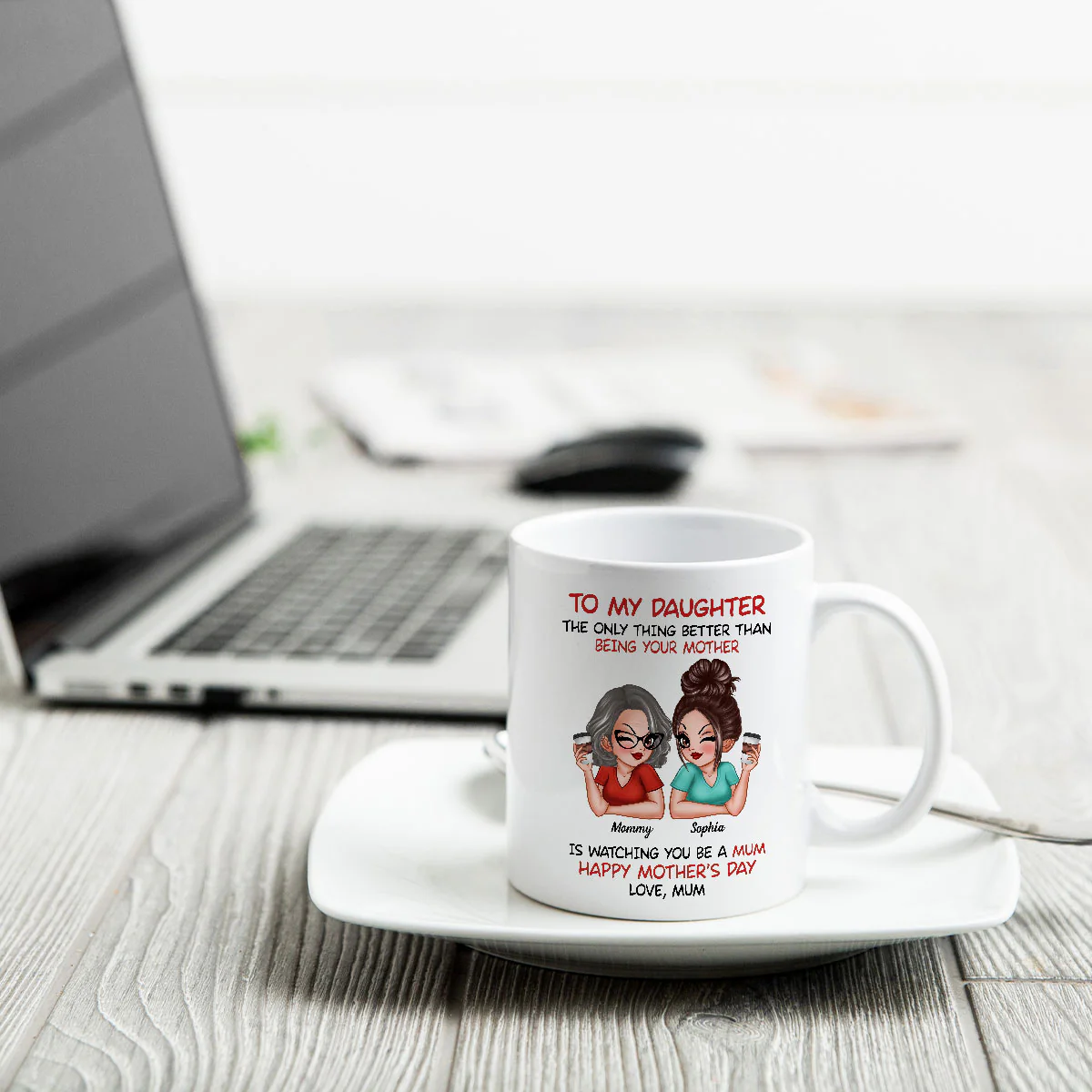To My Daughter From Mum Happy Mother's Day UK Personalized Mug, Gift For Daughter - Image 8