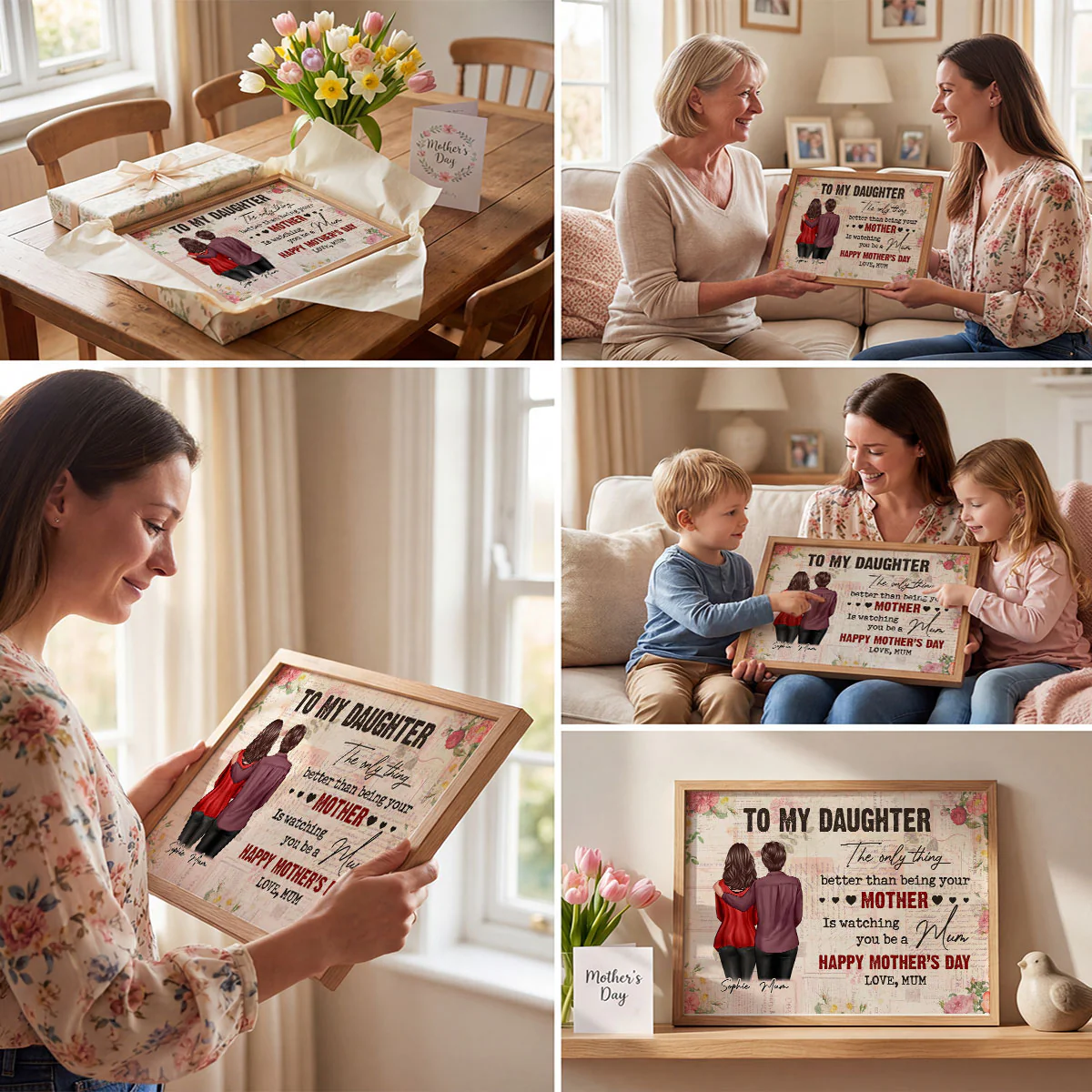 To My Daughter From Mum Vintage Floral Newspaper - Personalised Poster - UK Mother's Day - Image 8