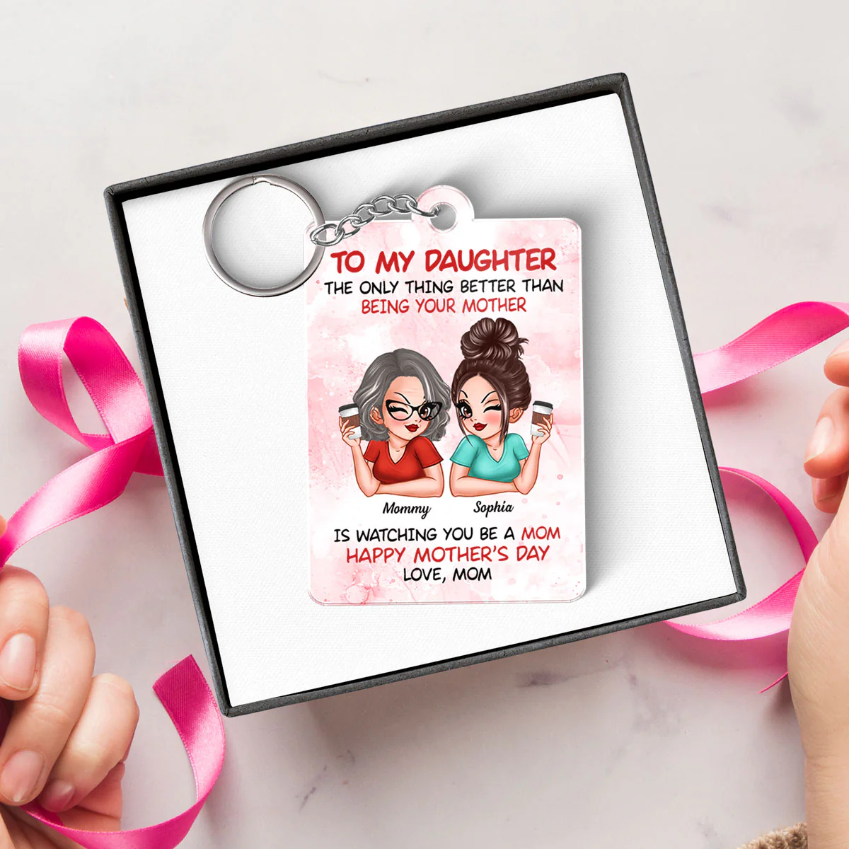 To My Daughter Happy Mother‘s Day Personalized Acrylic Keychain, Gift For Daughter - Image 6