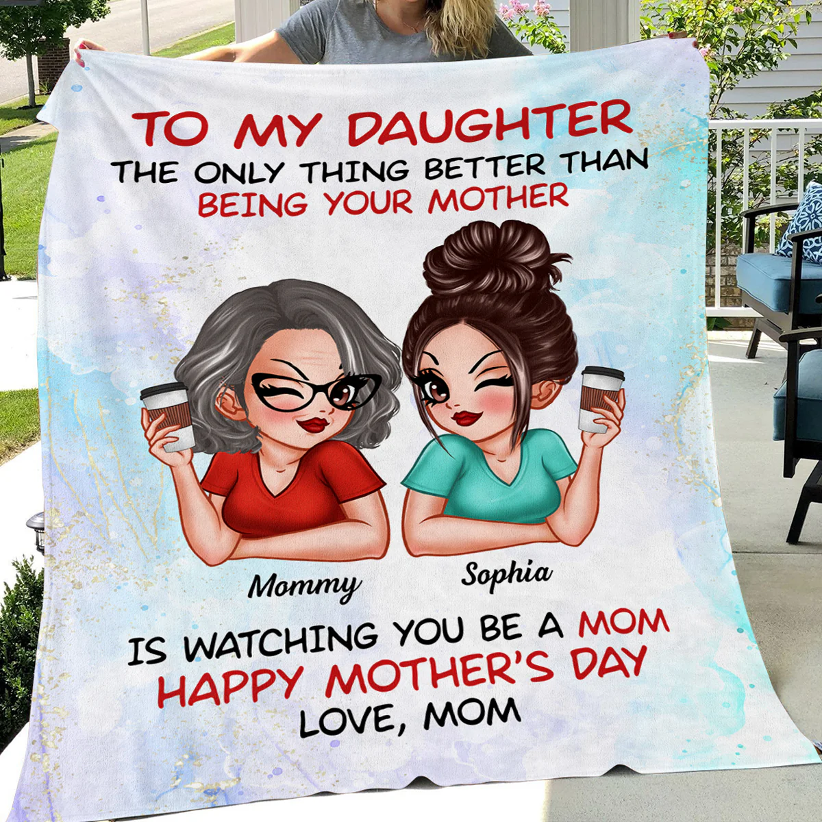 To My Daughter Happy Mother‘s Day Personalized Fleece Blanket - Image 2