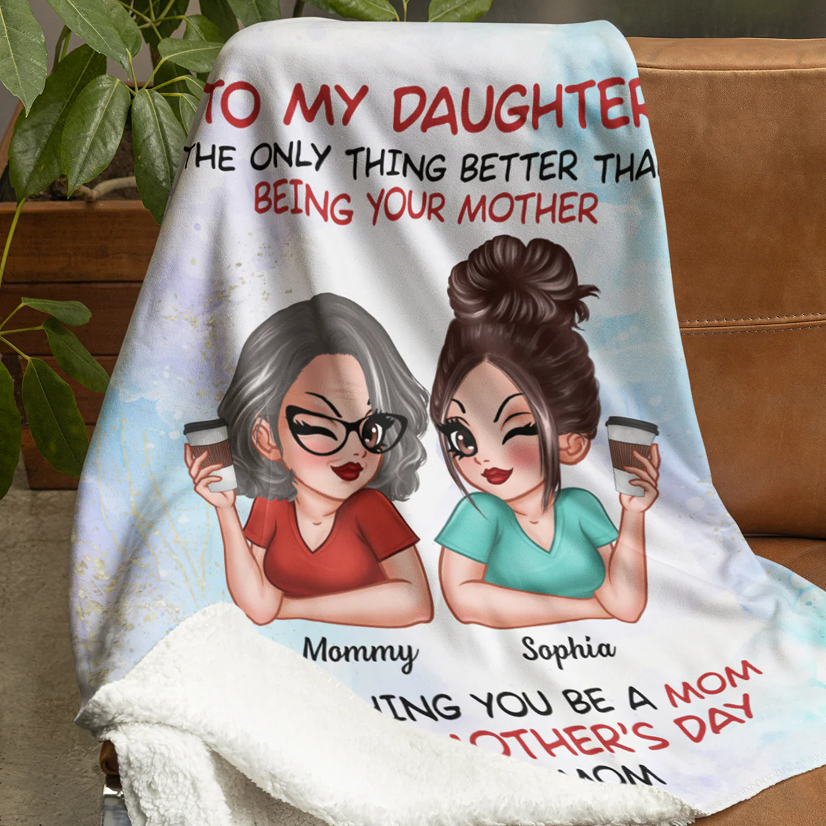 To My Daughter Happy Mother‘s Day Personalized Fleece Blanket - Image 5