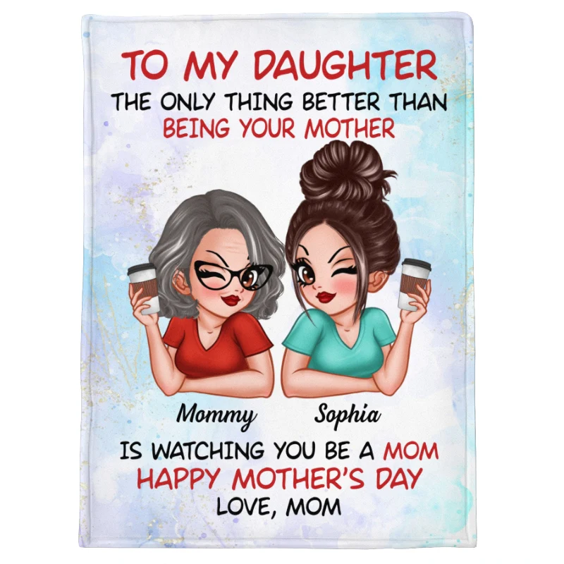 To My Daughter Happy Mother‘s Day Personalized Fleece Blanket - Image 9