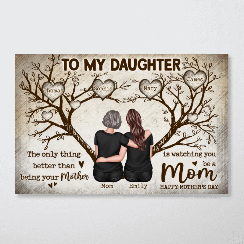 To My Daughter Happy Mother's Day Tree Of Life Custom Kids Names - Personalized Poster - Mother's Day Gift For Daughter - Image 9
