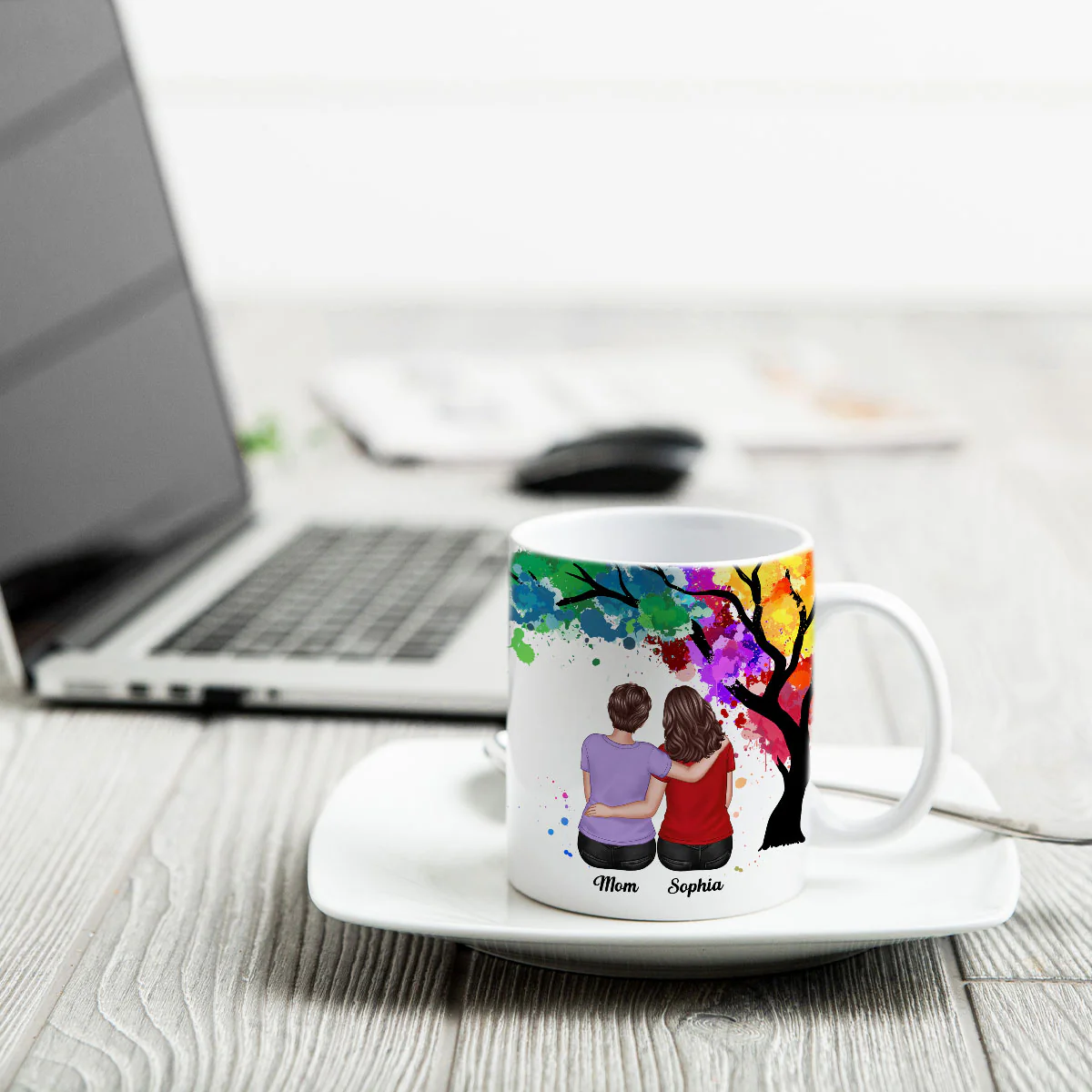 To My Daughter Happy Mother‘s Day Watercolor Tree Personalized Mug - Image 4