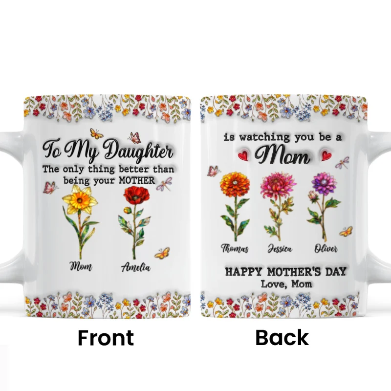 To My Daughter Mom And Daughter Custom Birth Month Flowers Kids Names - Personalized Mug - Mother's Day Gift For Daughter - Image 12