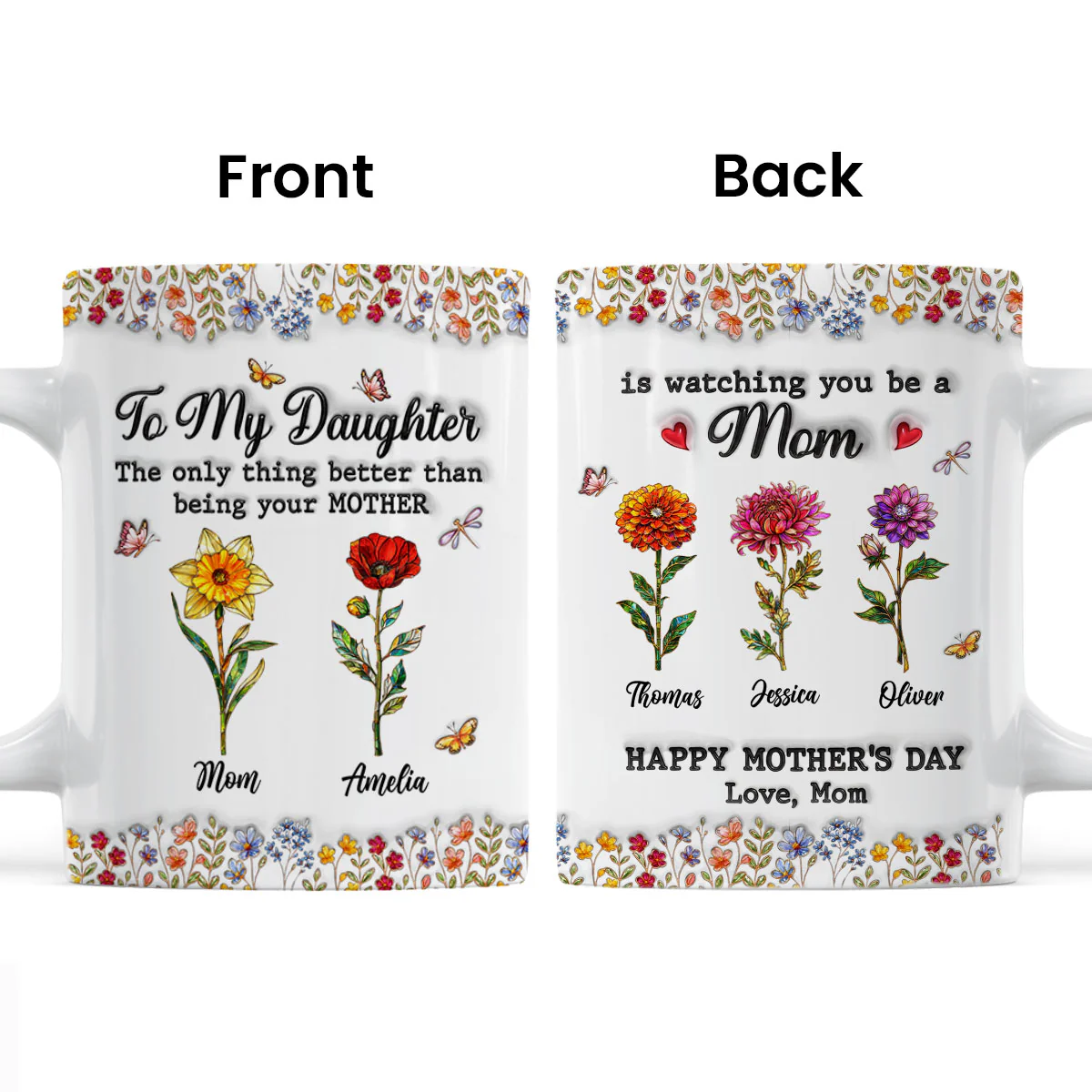 To My Daughter Mom And Daughter Custom Birth Month Flowers Kids Names - Personalized Mug - Mother's Day Gift For Daughter - Image 7