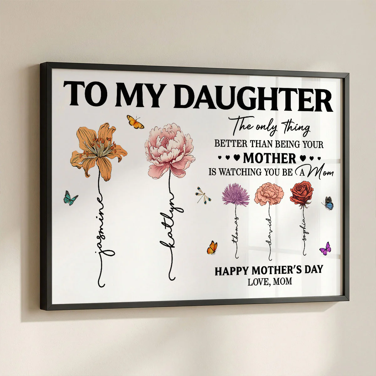 To My Daughter Mom And Daughter Custom Birth Month Flowers Kids Names - Personalized Poster - Mother's Day Gift For Daughter - Image 12