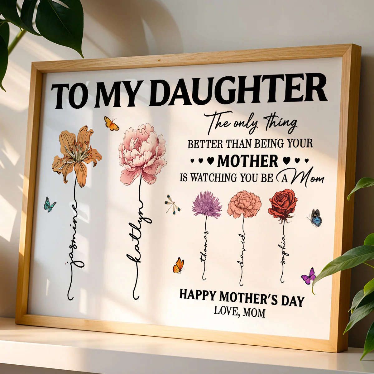 To My Daughter Mom And Daughter Custom Birth Month Flowers Kids Names - Personalized Poster - Mother's Day Gift For Daughter - Image 3