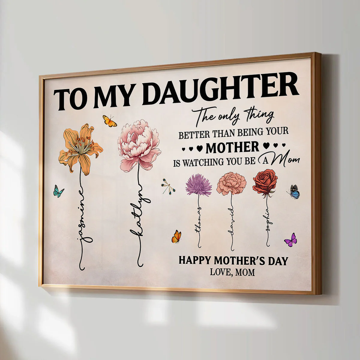 To My Daughter Mom And Daughter Custom Birth Month Flowers Kids Names - Personalized Poster - Mother's Day Gift For Daughter - Image 4