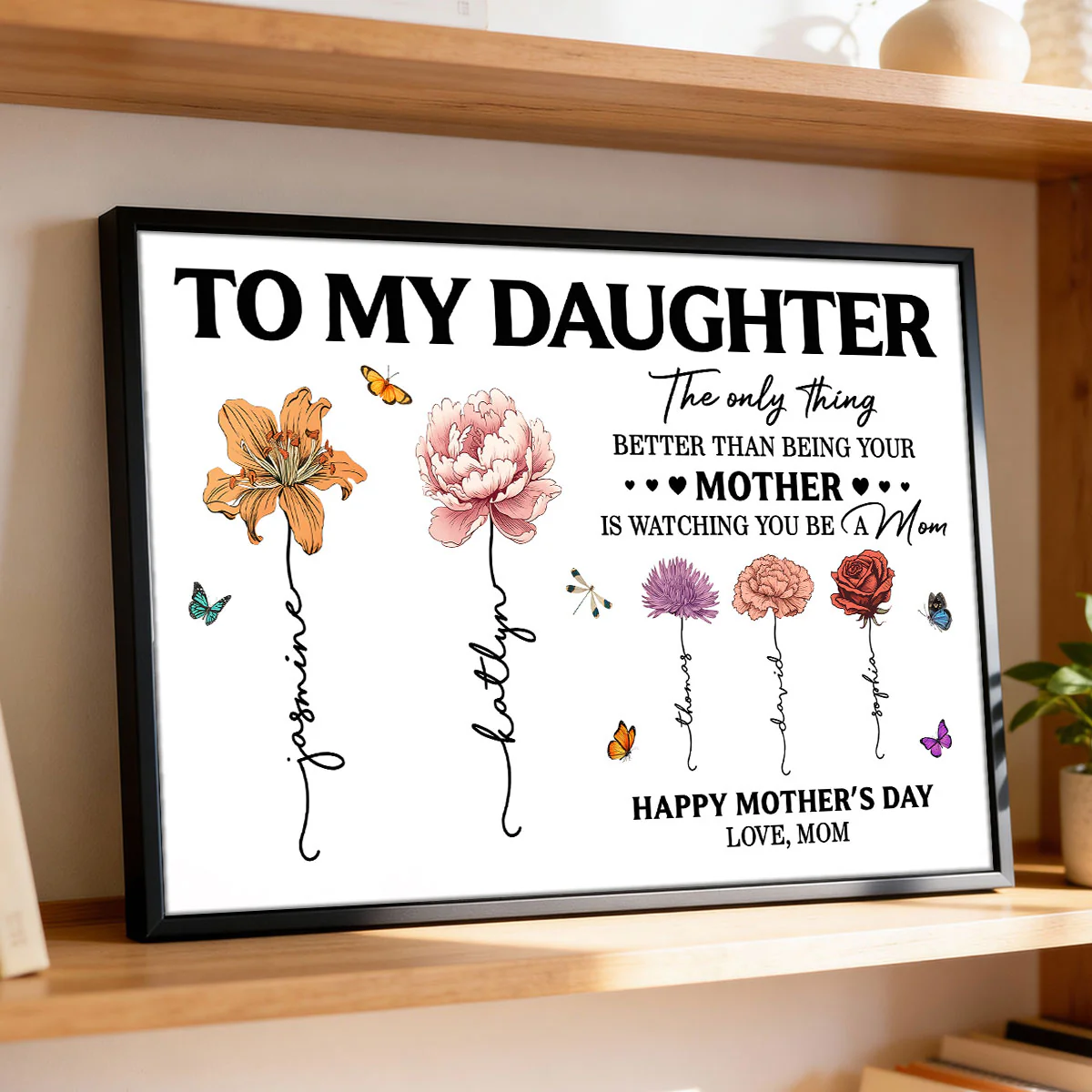 To My Daughter Mom And Daughter Custom Birth Month Flowers Kids Names - Personalized Poster - Mother's Day Gift For Daughter - Image 6