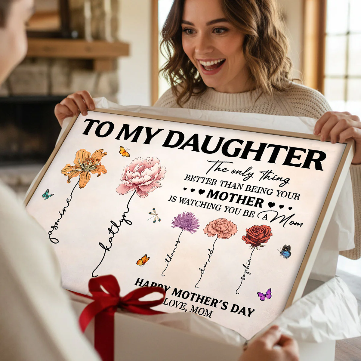 To My Daughter Mom And Daughter Custom Birth Month Flowers Kids Names - Personalized Poster - Mother's Day Gift For Daughter - Image 8