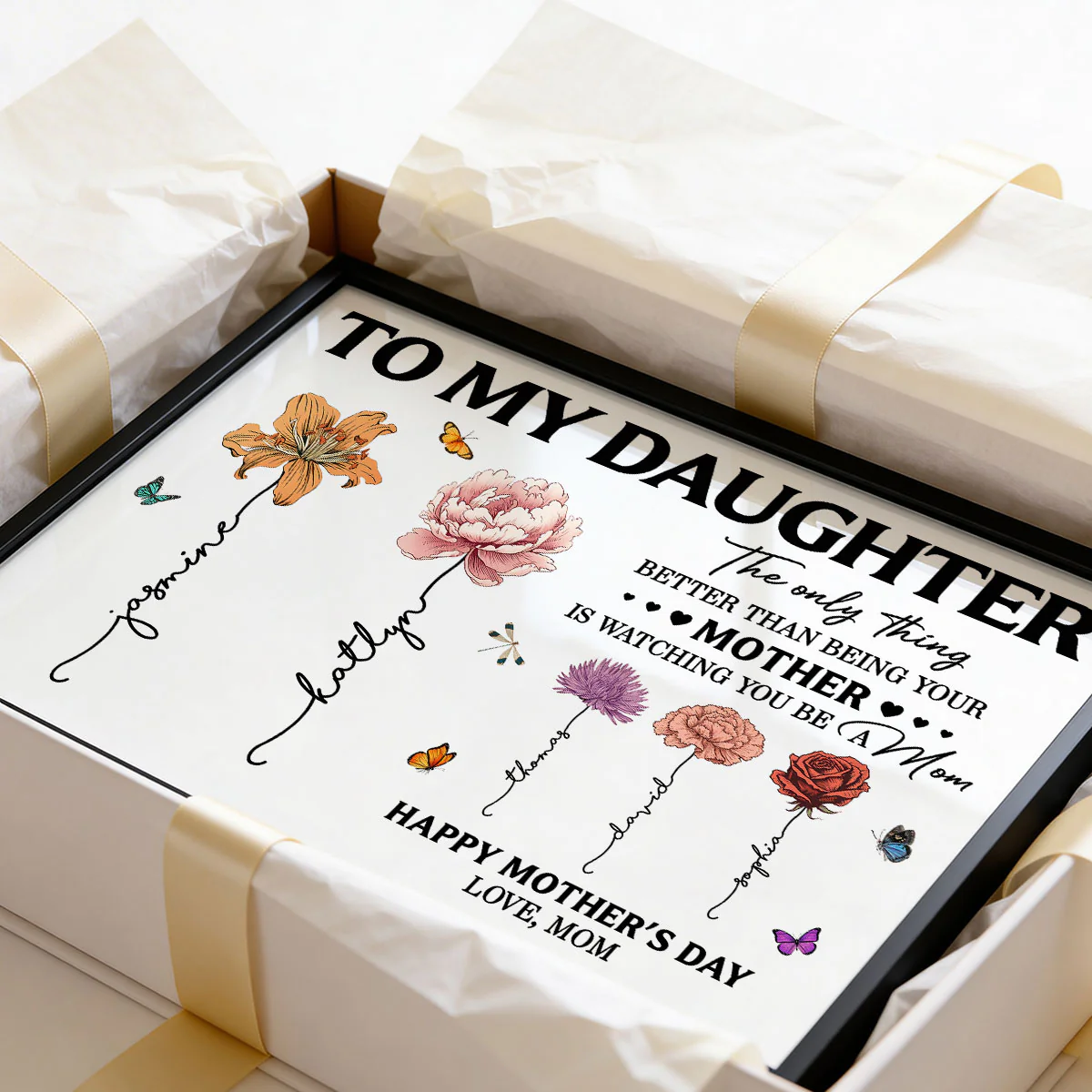 To My Daughter Mom And Daughter Custom Birth Month Flowers Kids Names - Personalized Poster - Mother's Day Gift For Daughter - Image 9