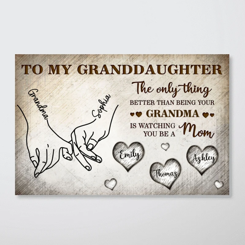 To My Daughter Mom And Daughter Holding Hands Custom Kids Names - Personalized Poster - Mother's Day Gift For Daughter - Image 12