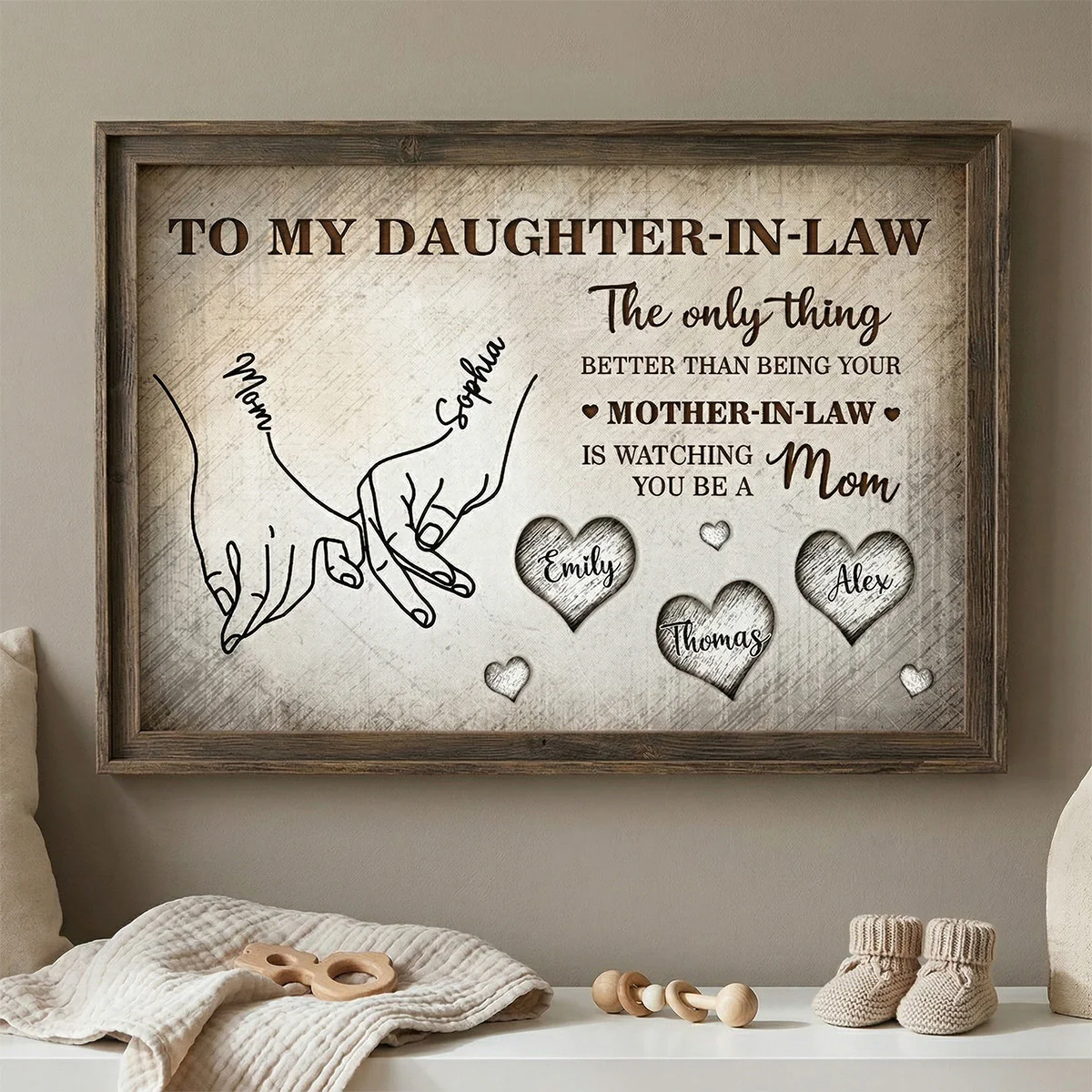 To My Daughter Mom And Daughter Holding Hands Custom Kids Names - Personalized Poster - Mother's Day Gift For Daughter - Image 3