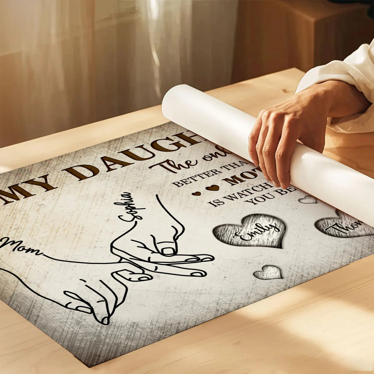 To My Daughter Mom And Daughter Holding Hands Custom Kids Names - Personalized Poster - Mother's Day Gift For Daughter - Image 9