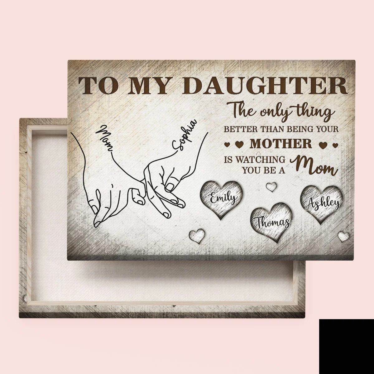 To My Daughter Mom And Daughter Holding Hands Custom Kids Names - Personalized Wall Art, Poster, Canvas - Mother's Day Gift For Daughter - Image 13