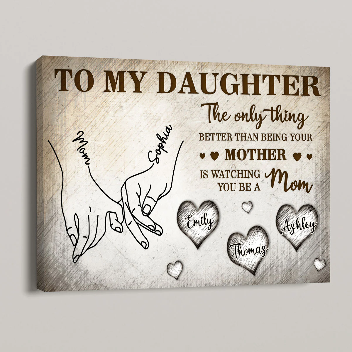 To My Daughter Mom And Daughter Holding Hands Custom Kids Names - Personalized Wall Art, Poster, Canvas - Mother's Day Gift For Daughter - Image 8