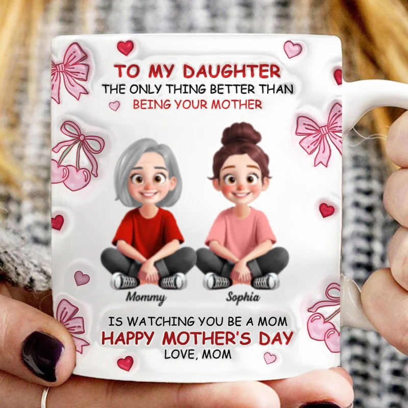 To My Daughter Pretty Women 3D Inflated Effect Flowers Personalized Mug - Image 6